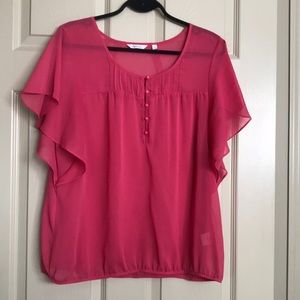 Reitmans sheer flutter sleeve top. Size L